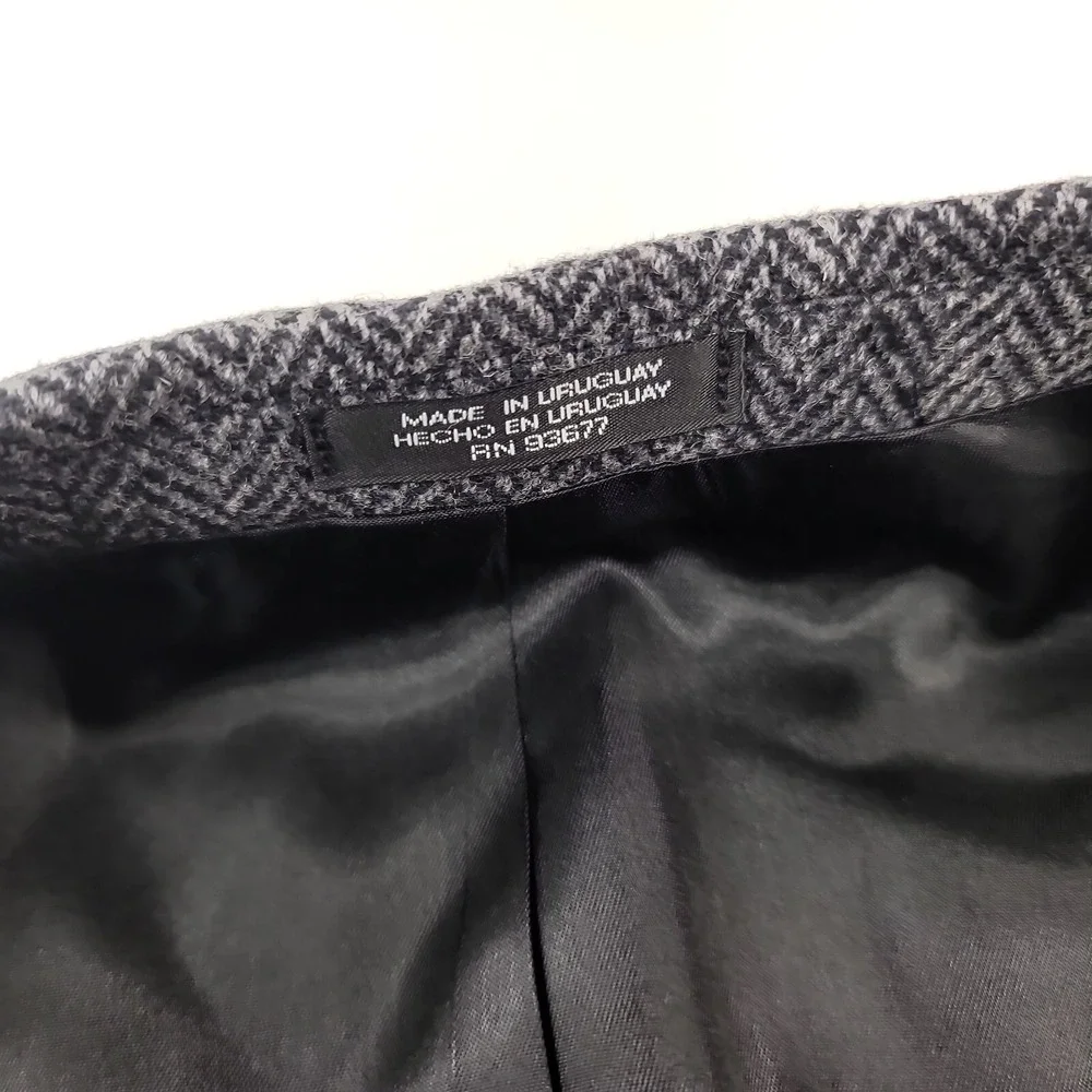 Stafford‎ Tweed Herringbone Sport Coat Mens 46R 46 Grey Black White